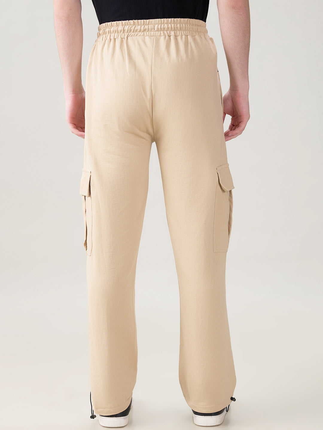 Plain Oversized Cargo Joggers - Beige