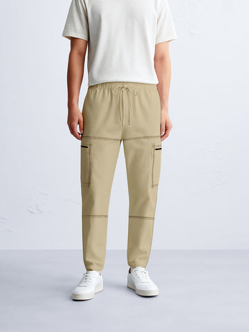 Hector Cuts Oversized Cargo Joggers - Beige