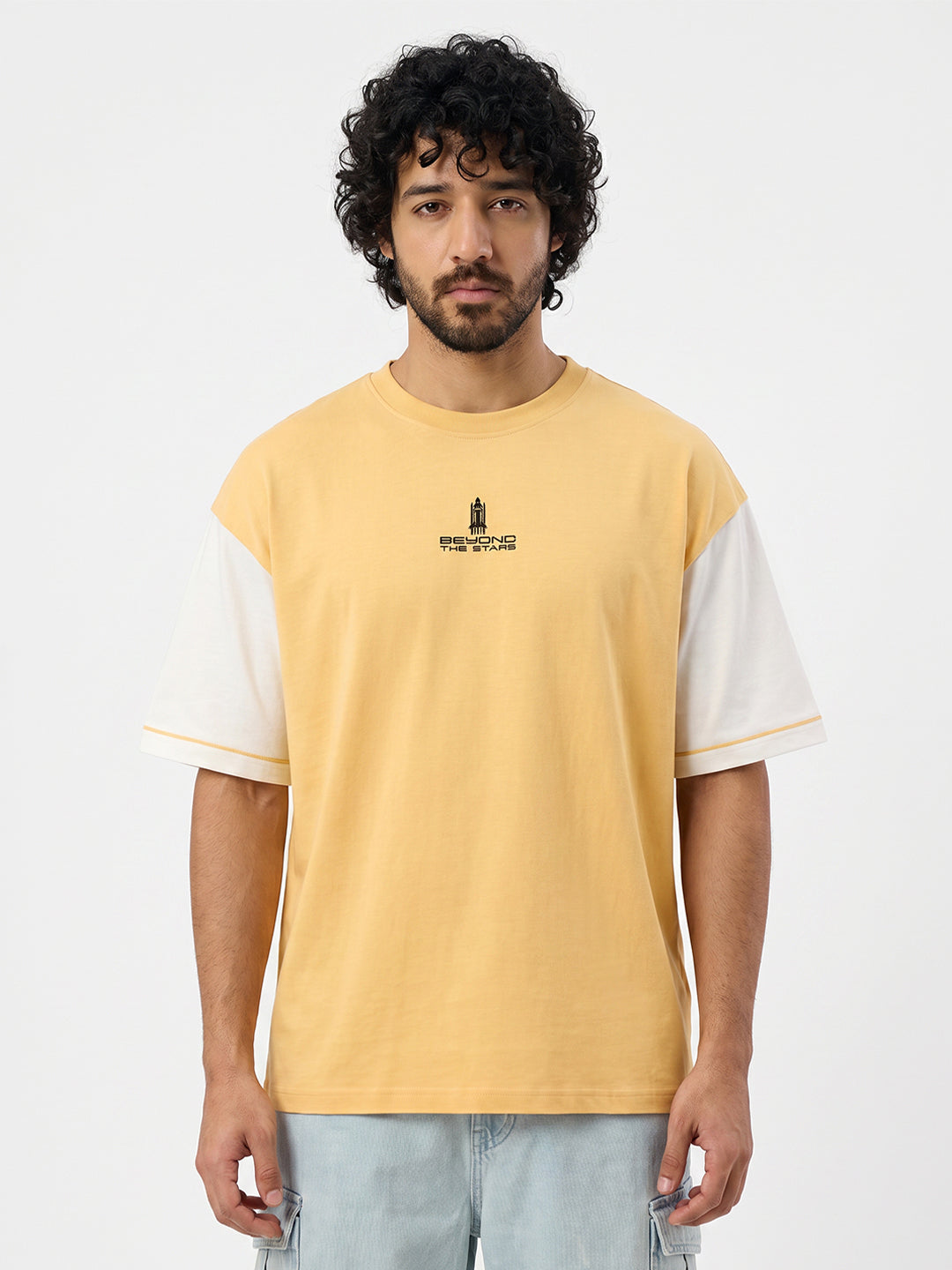 Beyond the Stars Oversized T-Shirt - Yellow & Off White