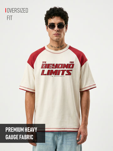 Beyond Limits Oversized T-Shirt - Off White & Red