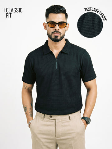 Black Crust Regular Polo T-Shirt - Black