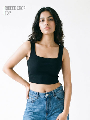 Women's Plain Crop Top - Black