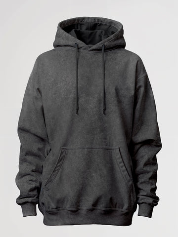 Plain Acid Wash Oversized Hoodie - Black