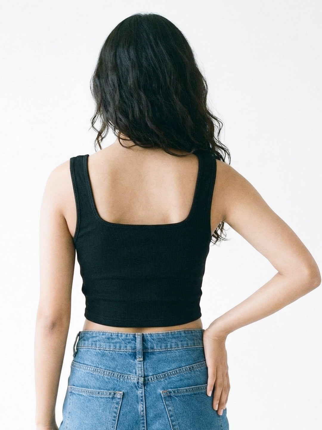 Women's Plain Crop Top - Black