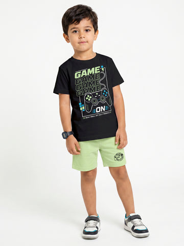 Kids - Born to Game Black Top & Pista Green Bottom Set