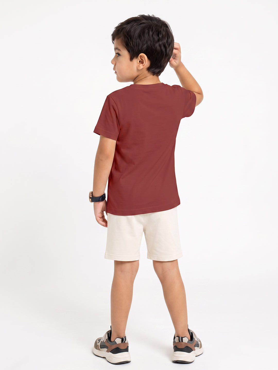 Kids - Born to Ride Maroon Top & Off White Bottom Set