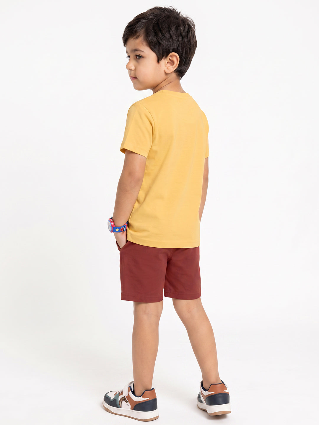 Kids - Born to be a Rock Yellow Top & Maroon Bottom Set