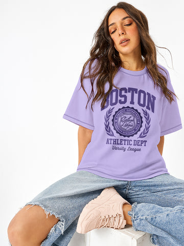Boston Women Oversized T-Shirt - Lilac