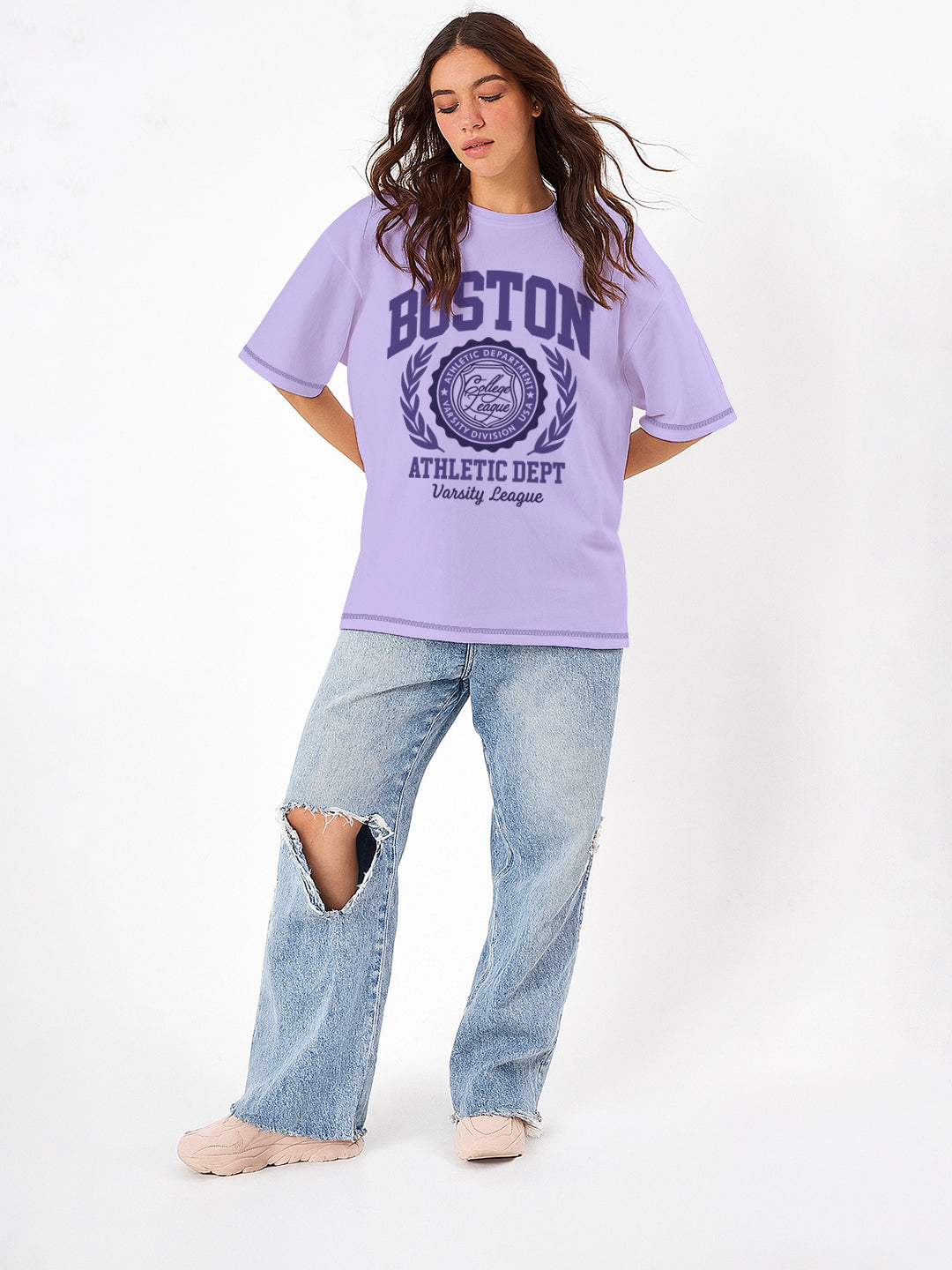 Boston Women Oversized T-Shirt - Lilac
