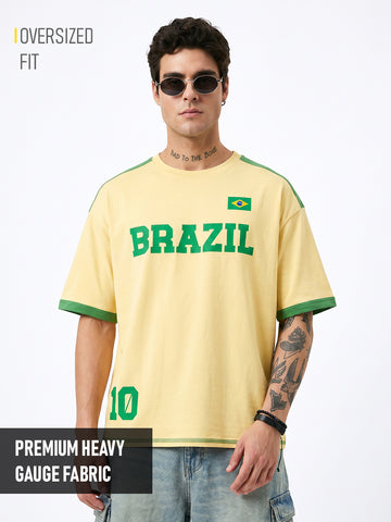 Brazil Oversized T-Shirt - Light Yellow & Leaf Green
