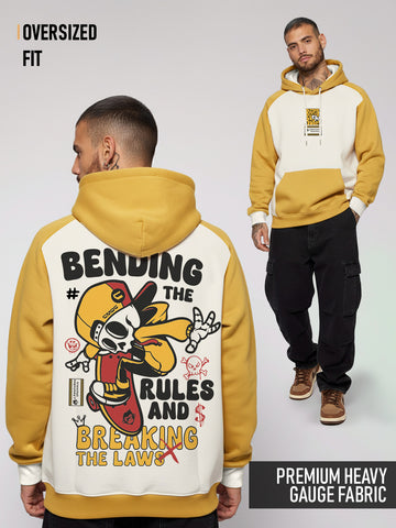 Break The Rules Oversized Hoodie - Off White & Yellow