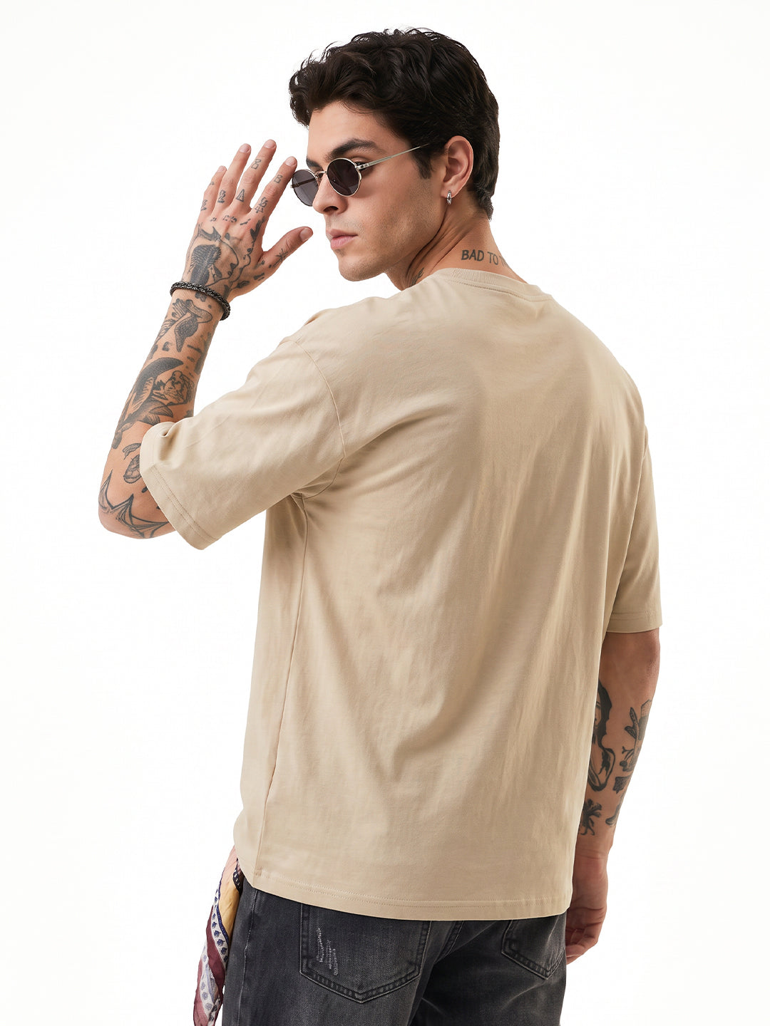 British Moto Sport Oversized T-Shirt - Beige