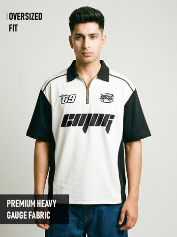 Polo - CM OG 69 Street Club Oversized Polo T-Shirt - White & Black
