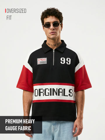 CM OG 99 Originals Oversized Polo T-Shirt - Black, White & Red