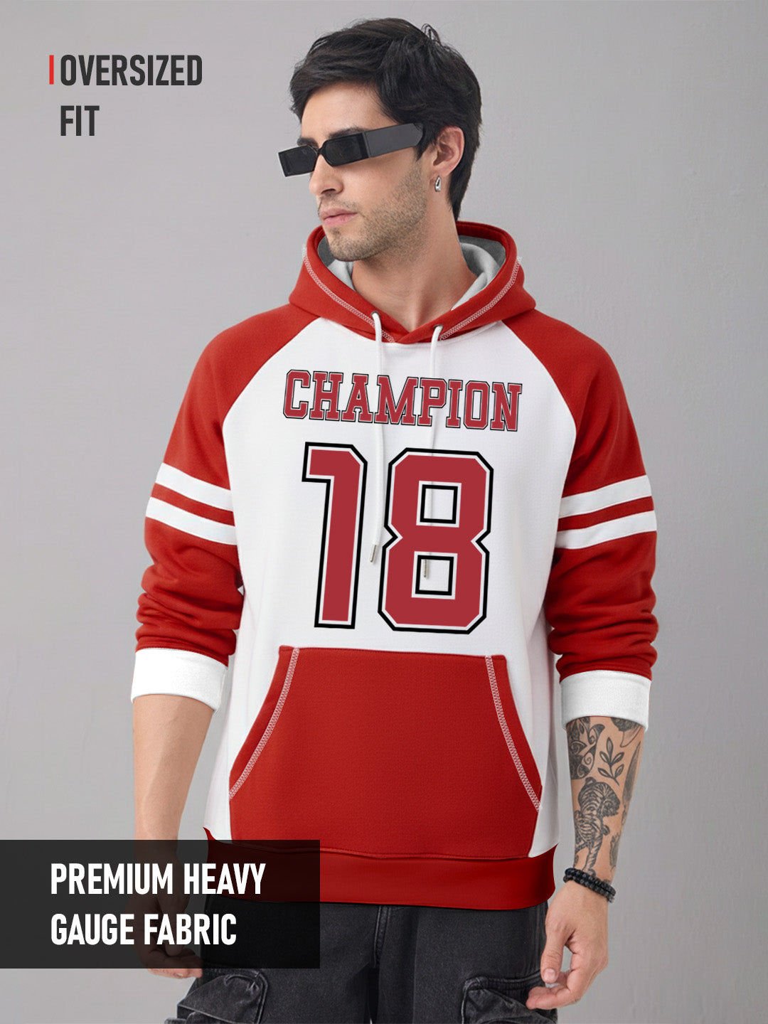 OG Champ Oversized Hoodie - Red & White