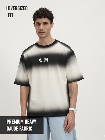 Obsidian Haze Spray Effect Oversized T-Shirt - Off White