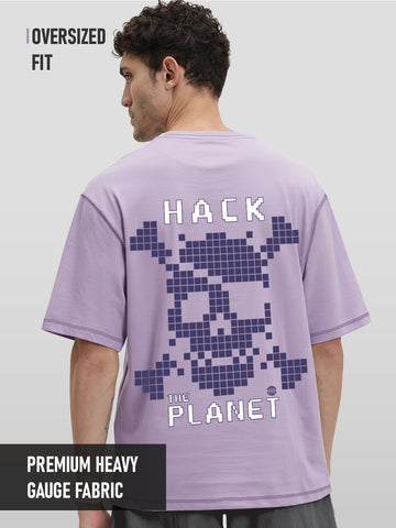 Hack The Planet Oversized T-Shirt - Lilac