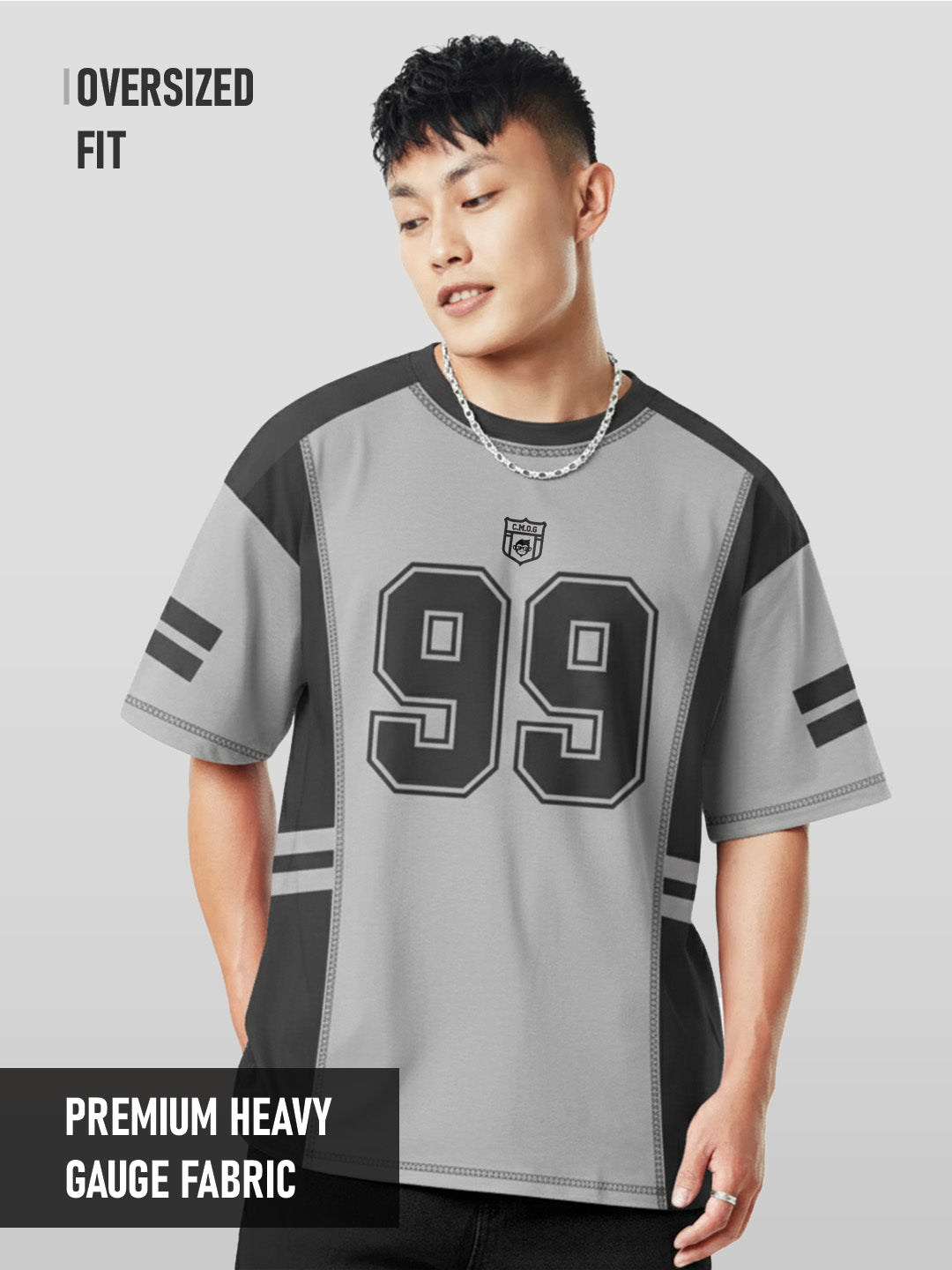 The Invincible Oversized T-Shirt-Black & LT Grey