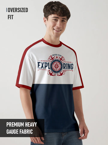 Exploring Soul Oversized T-Shirt - White, Navy & Red