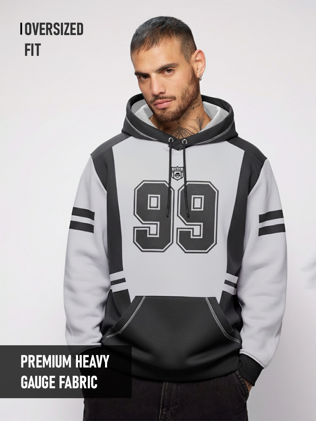 The Invincible Oversized Hoodie - Black & LT Grey