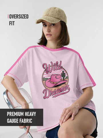 Wild Dreamer Women Oversized T-Shirt - Pink & LT Pink