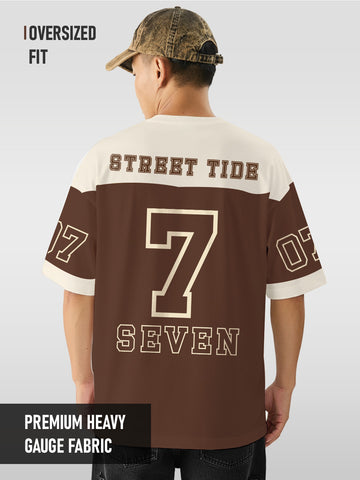 Street Ride Oversized T- Shirt -  Brown & Off White