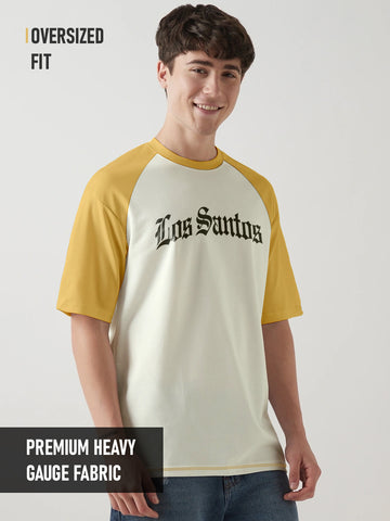 Los Santos Oversized T-Shirt - Off white & Yellow
