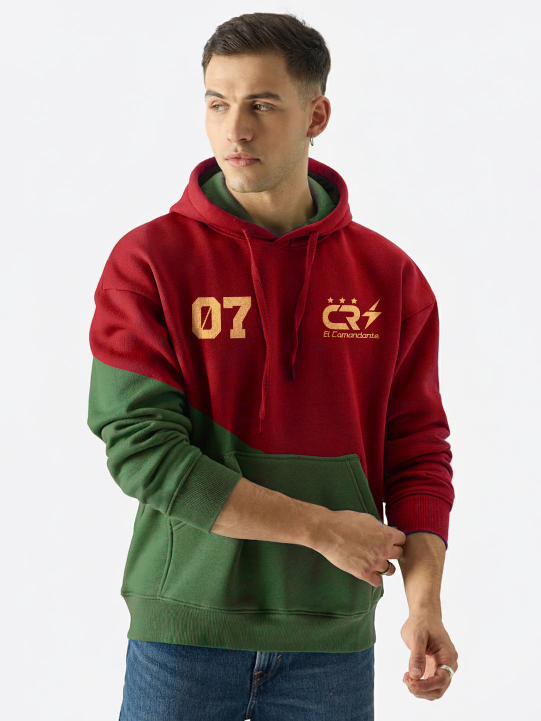 CR7 Oversized Hoodie - Red & Green