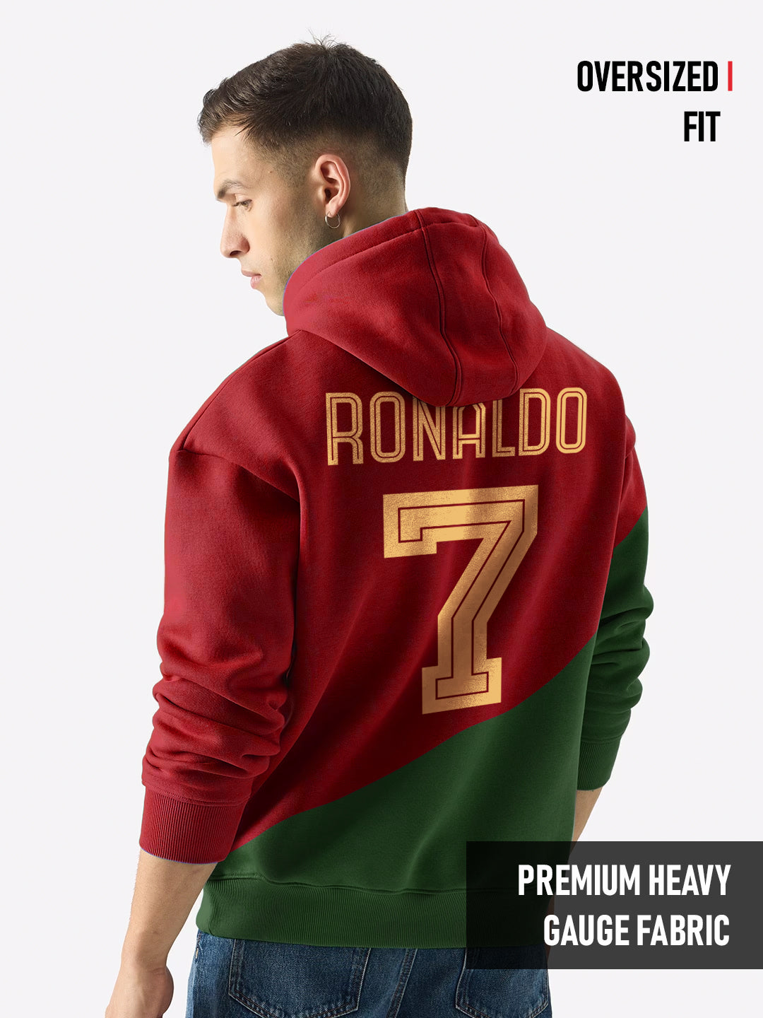 CR7 Oversized Hoodie - Red & Green