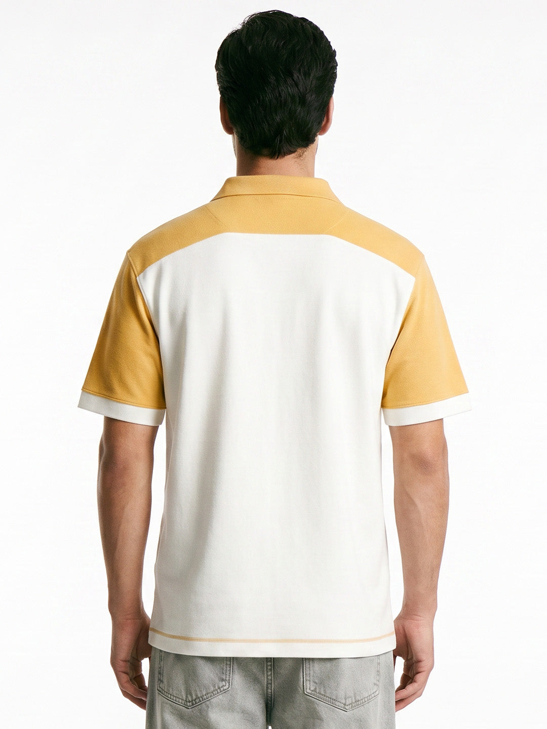 Crazy Champs Oversized Polo T-Shirt - Off White & Yellow