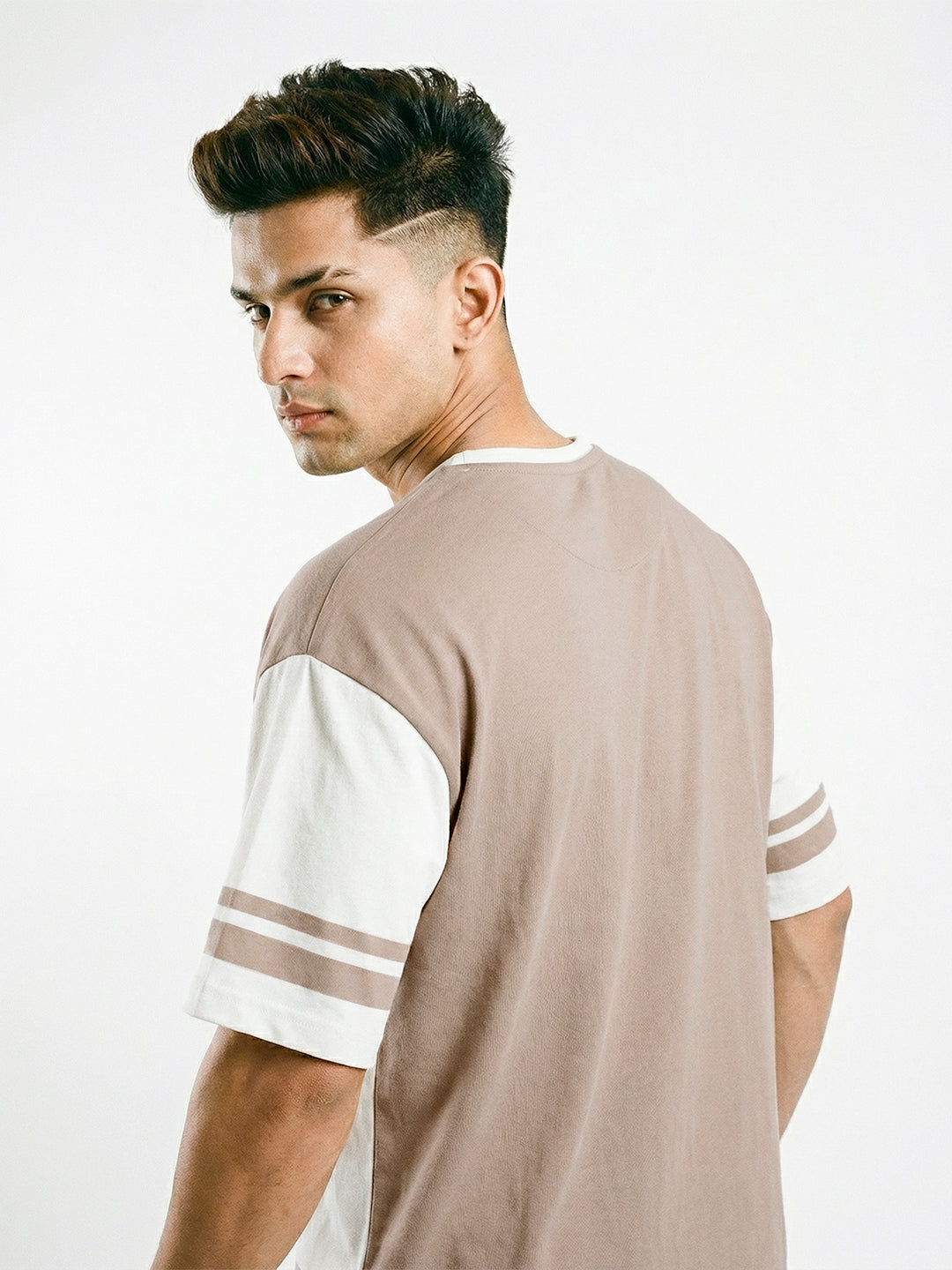California 78 V Neck Oversized T-Shirt - Rust & Off White