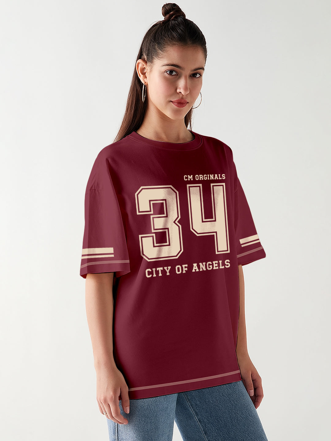 City of Angels Women Oversized T-Shirt - Maroon