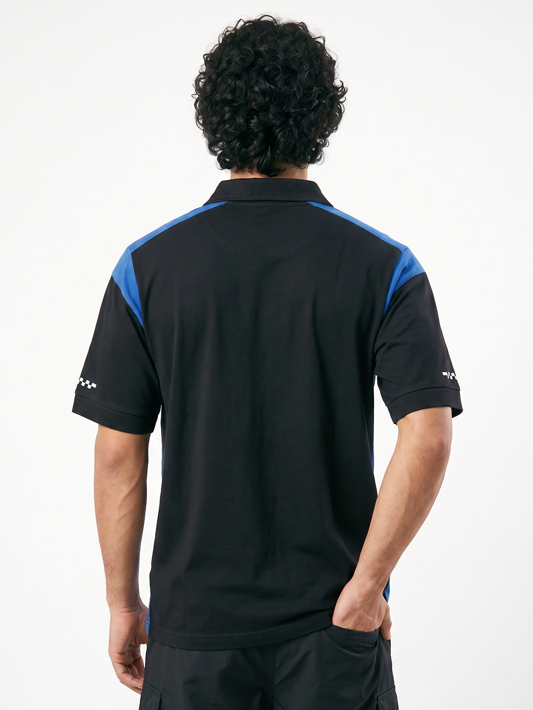 Clutch Drift Oversized Polo T-Shirt - Black, White & Royal Blue