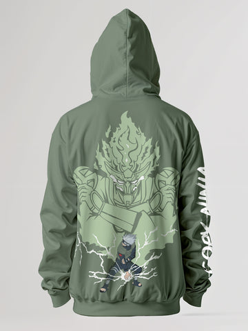 Copy Ninja Kakashi Oversized Hoodie - Olive Green