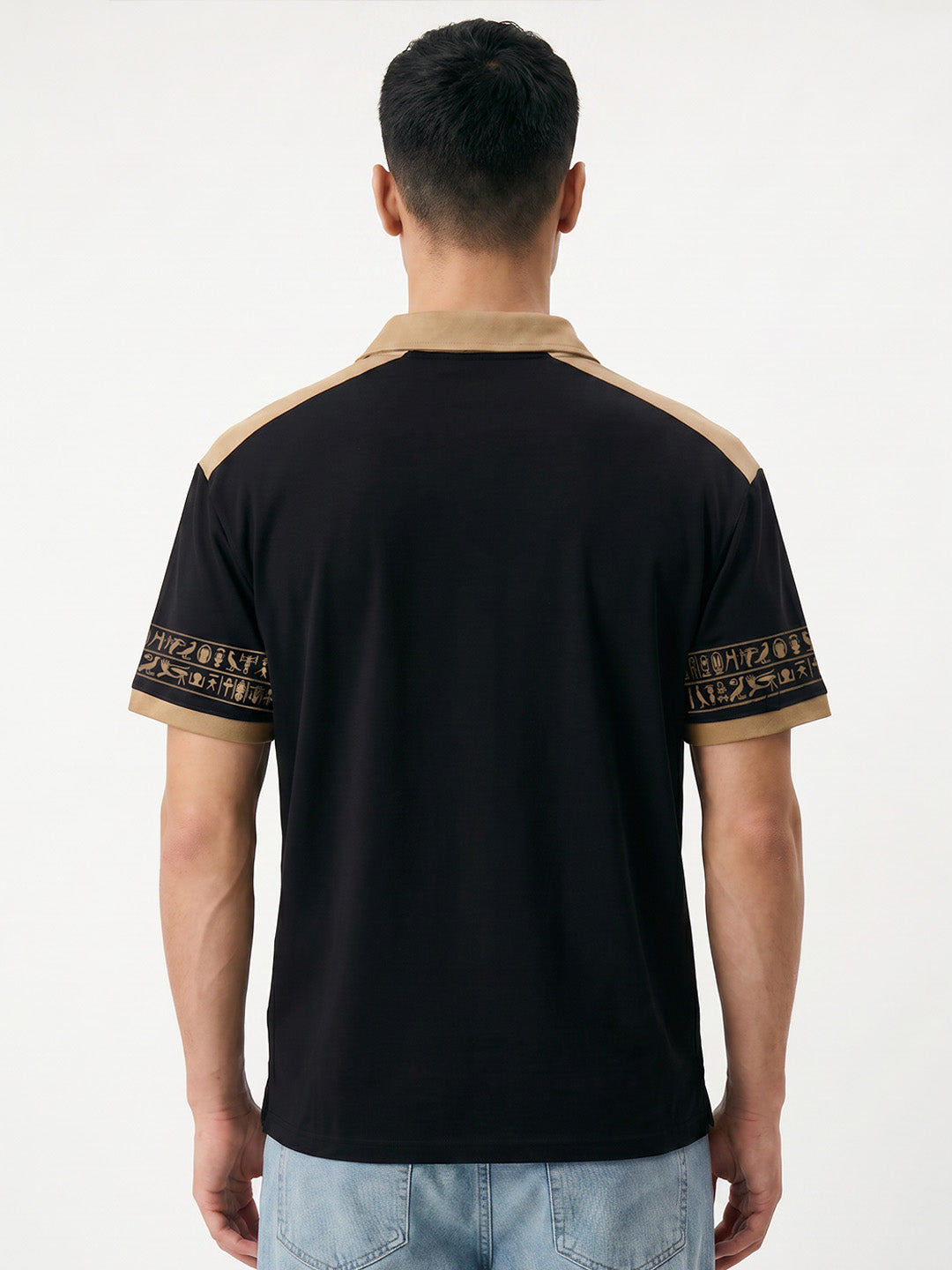 Desert Cipher Oversized Polo T-Shirt - Black & Hazzle Nut