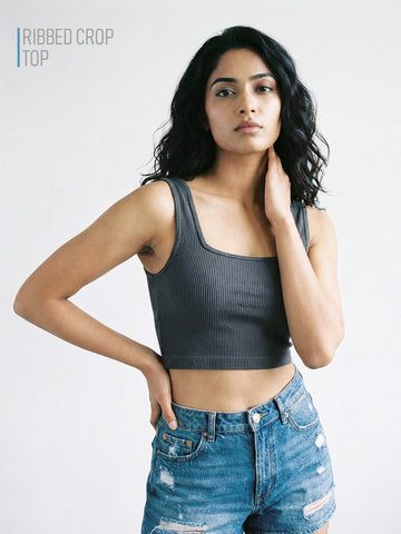 Women's Plain Crop Top - Dusky Grey