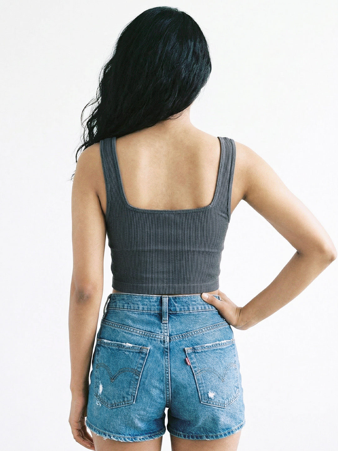 Women's Plain Crop Top - Dusky Grey