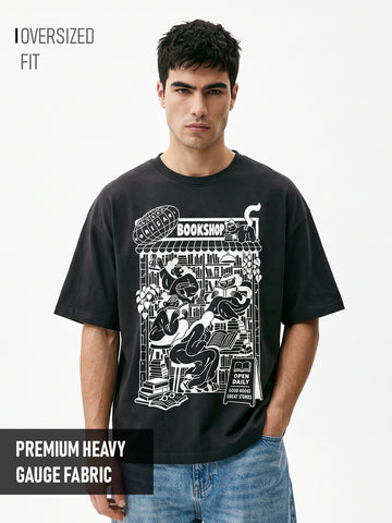 Days at Book Shop Oversized T-Shirt - Black