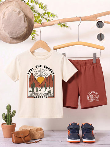 Kids - Desert Dreams Off White Top & Maroon Bottom Set