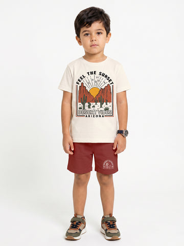 Kids - Desert Dreams Off White Top & Maroon Bottom Set