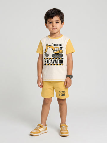 Kids - Digging It Off White Yellow Top & Yellow Bottom Set