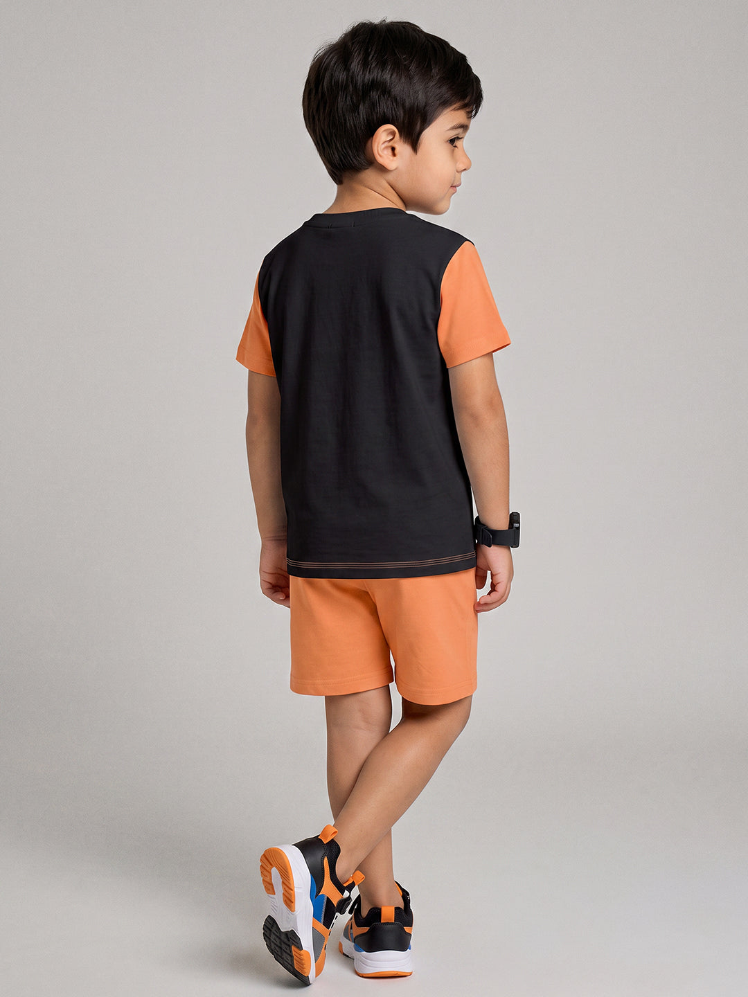 Kids - Dino Ride Black Orange Top & Black Bottom Set