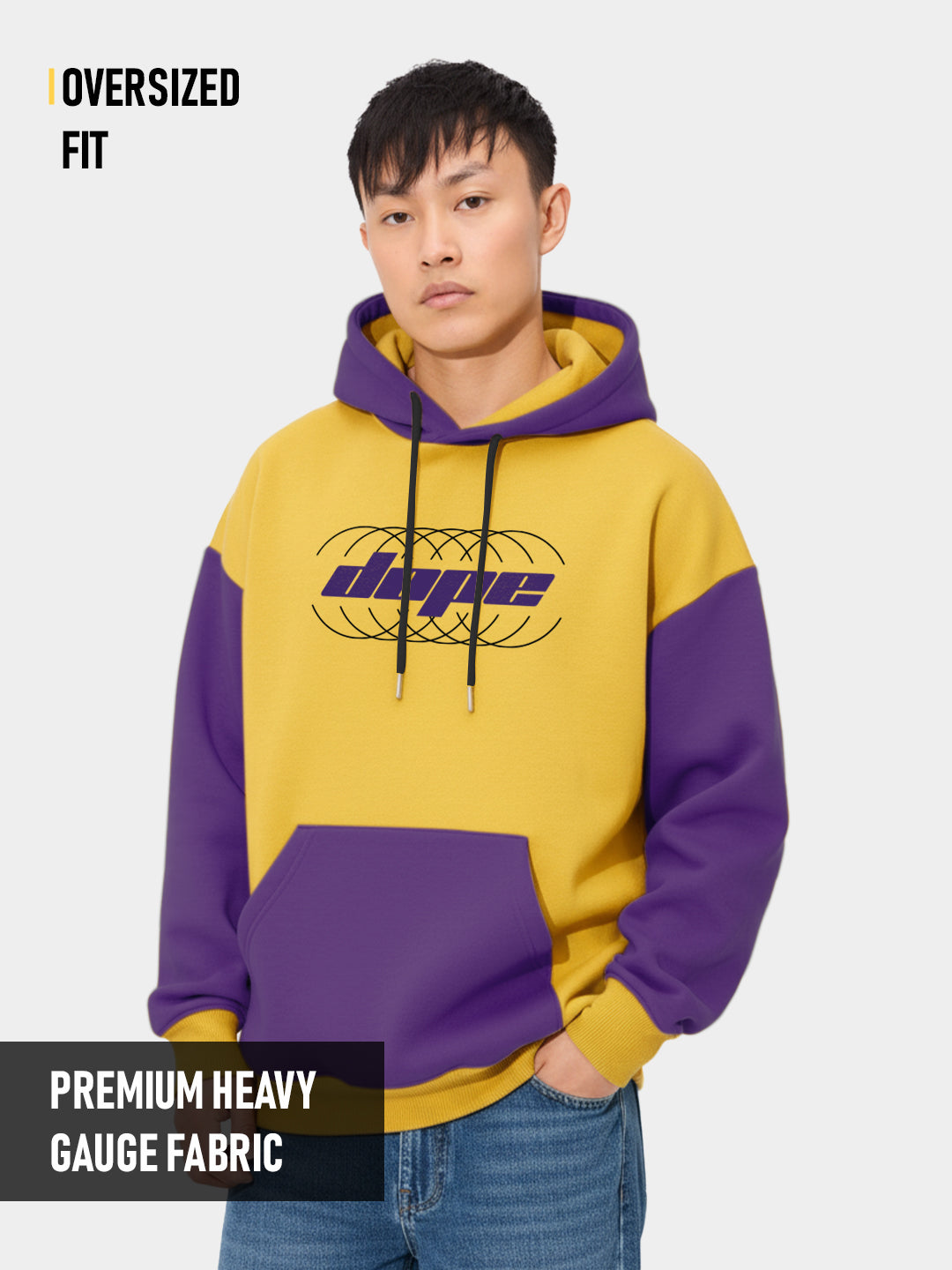 Dope Oversized Hoodie - Yellow & Purple