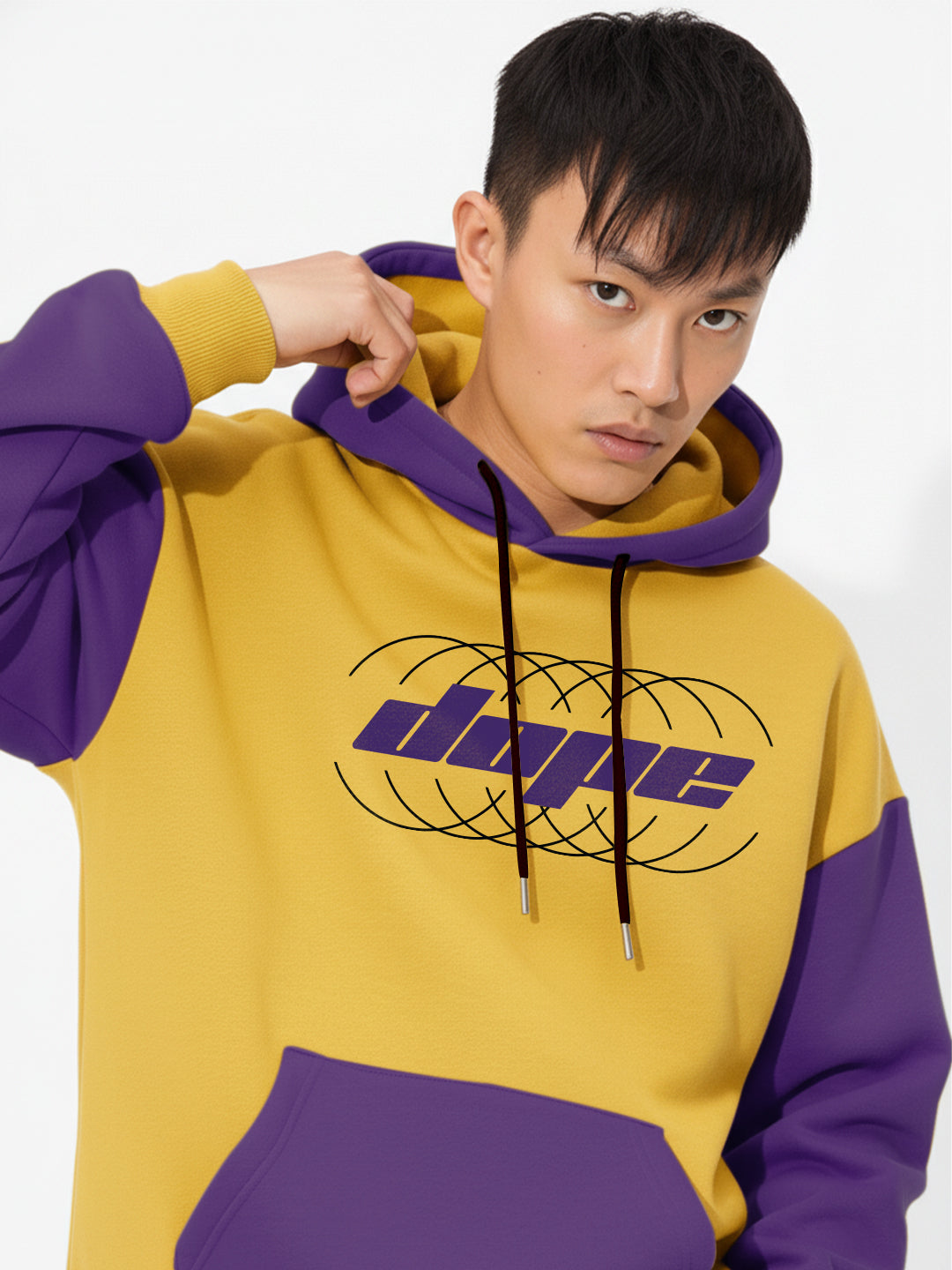 Dope Oversized Hoodie - Yellow & Purple