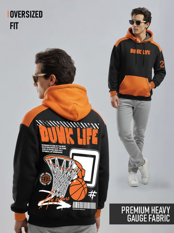 Dunk Life Oversized Hoodie - Black & Orange