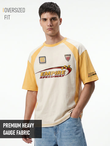 Empire Speed Way Oversized T-Shirt -  Yellow & Off White