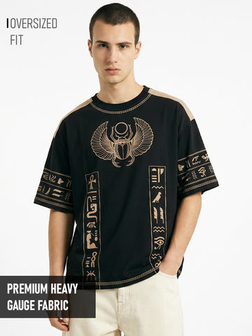 Eternal Khepri Oversized T-Shirt - Black & Hazzle Nut