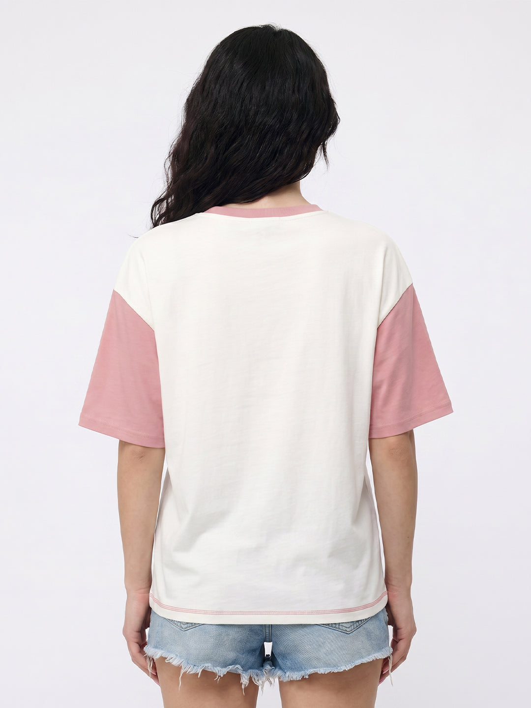 Easy Peasy Women Oversized T-Shirt - Off White & Coral Haze