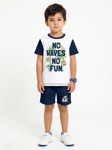 Kids - Enjoy the Surf White Navy Top & Navy Bottom Set