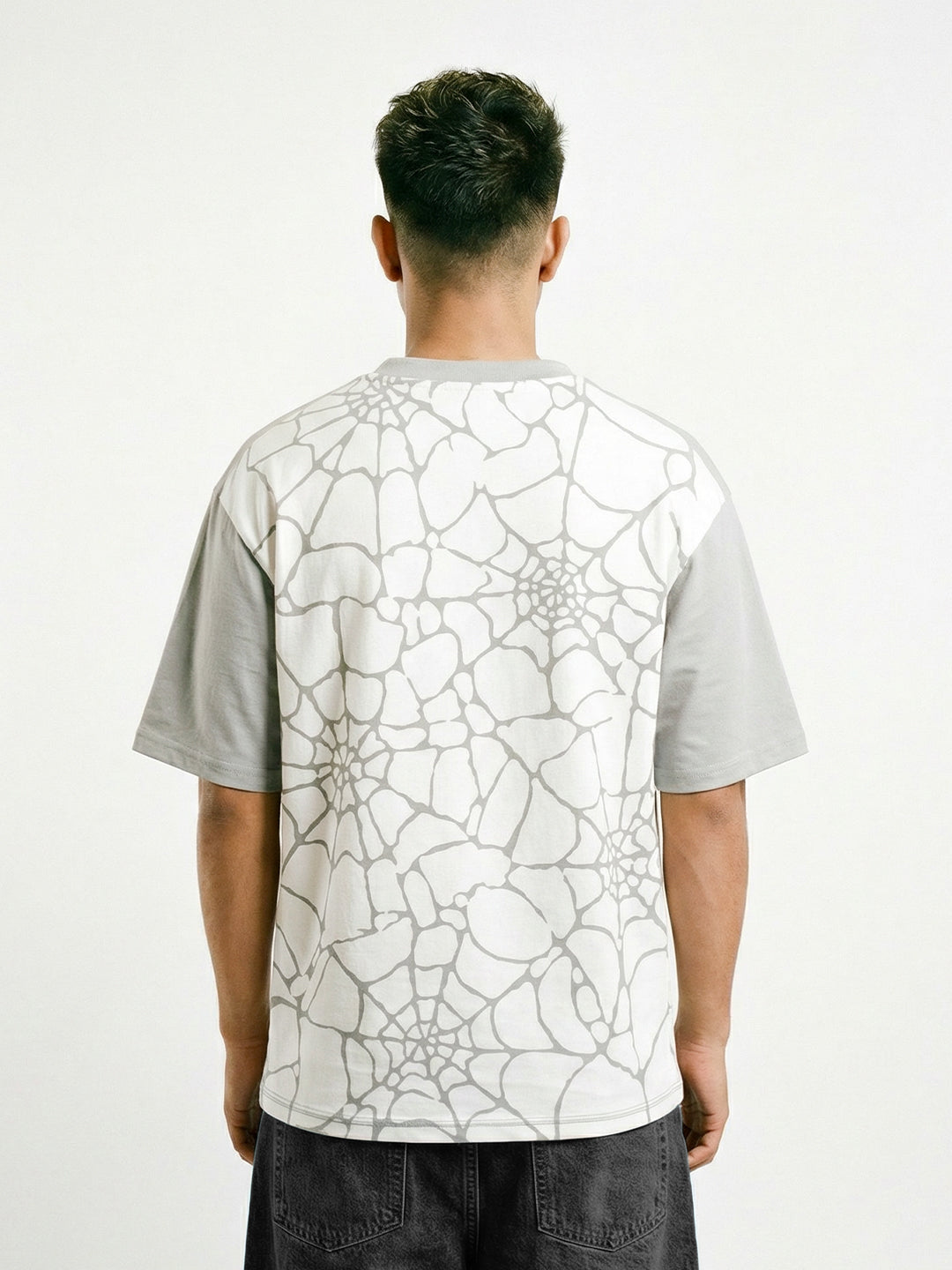Entangled Oversized T-Shirt - White & Light Grey